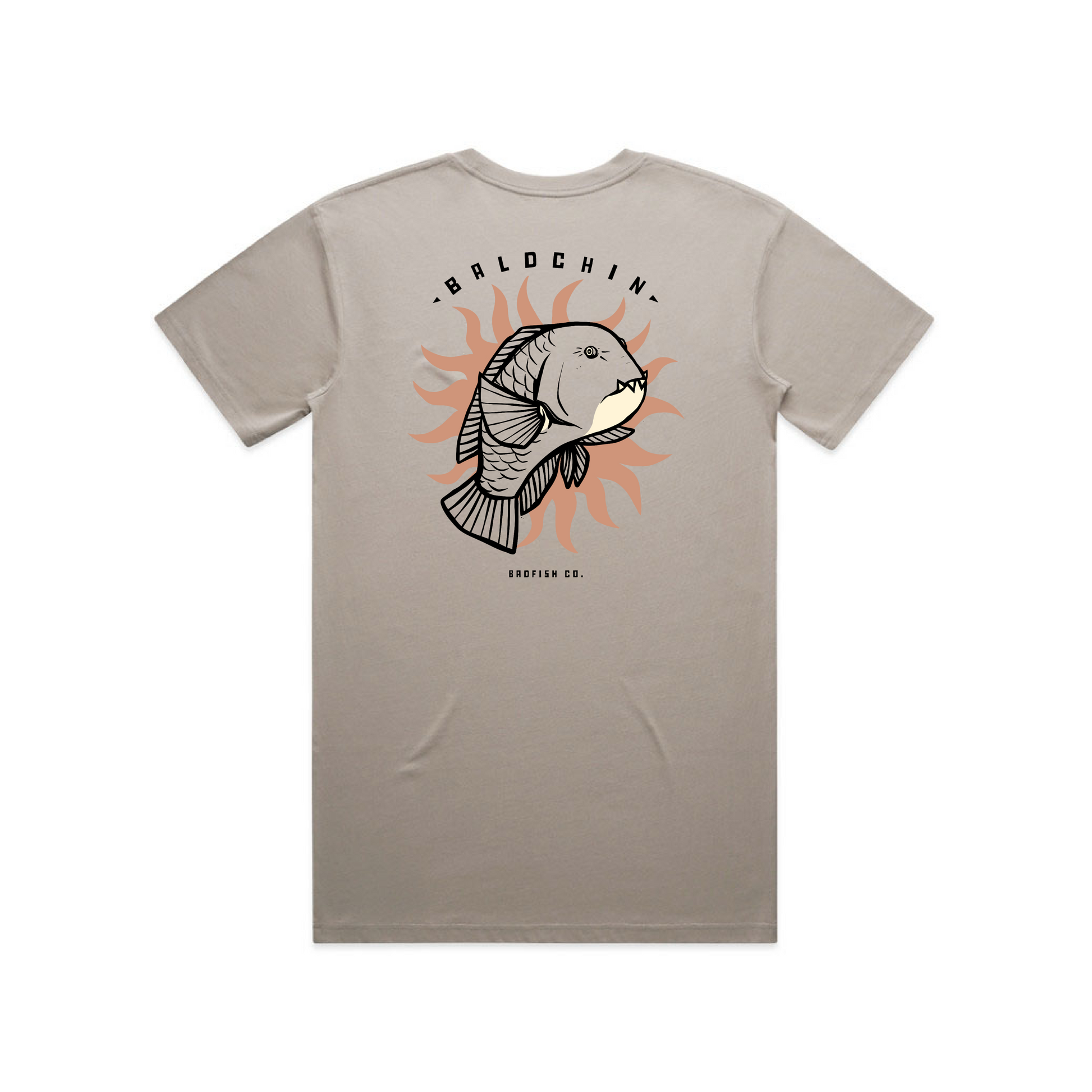 Baldchin groper grey regular T-shirt for those salty crew ocean frothers - back view