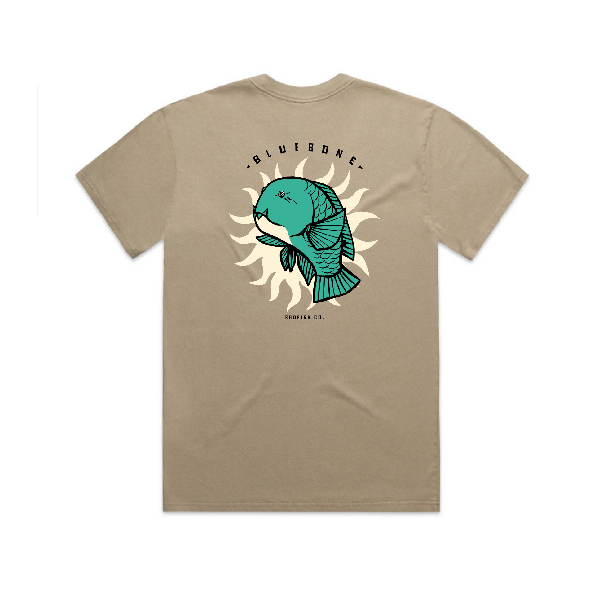 Bluebone/Tuskfish tan oversized T-shirt for those salty crew ocean frothers - back view