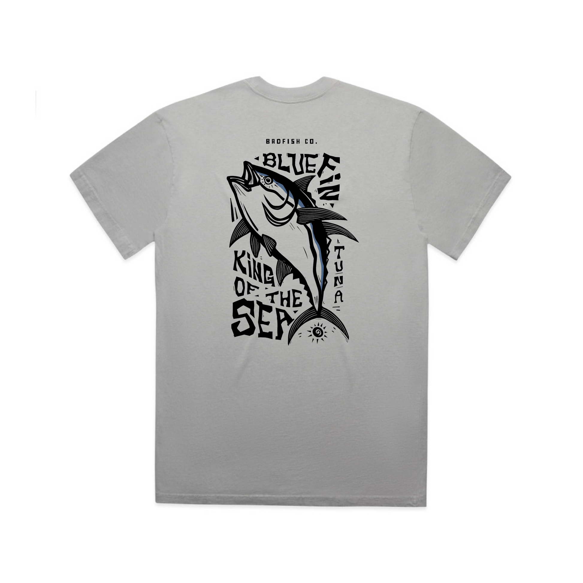 Bluefin Tuna blue/grey oversized T-shirt for those salty crew ocean frothers - back view
