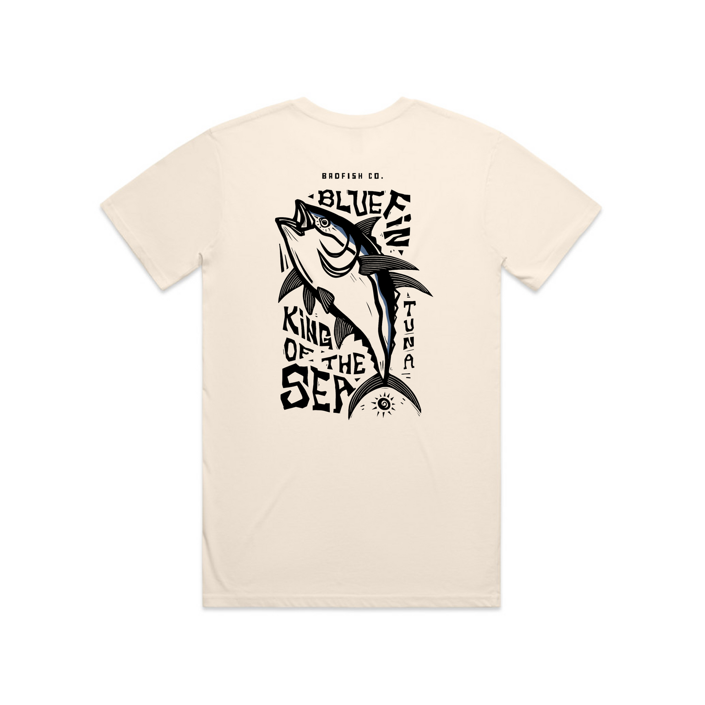 Bluefin Tuna cream regular T-shirt for those salty crew ocean frothers - back view