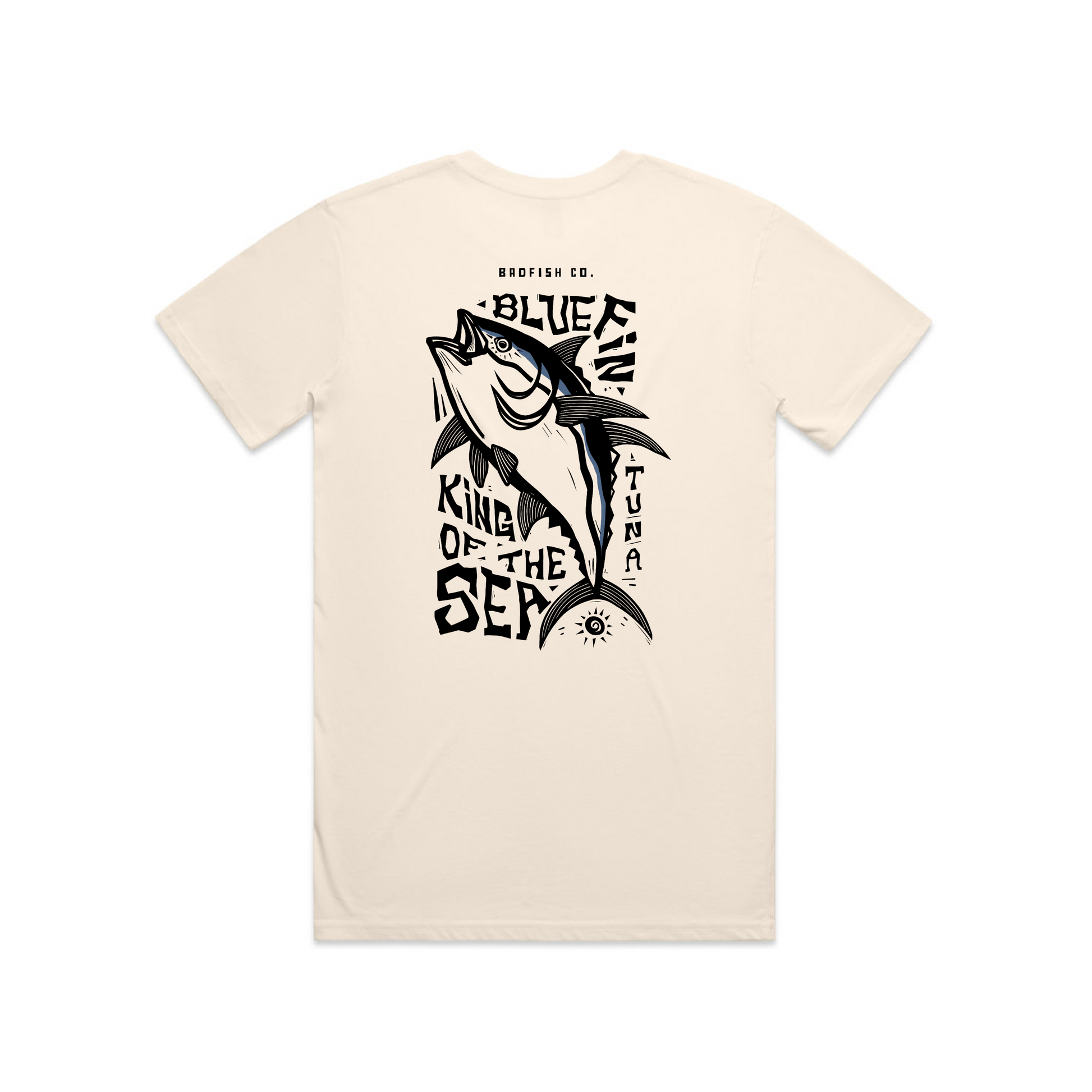 Bluefin Tuna cream regular T-shirt for those salty crew ocean frothers - back view